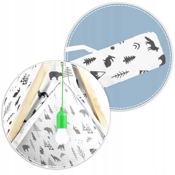 namiot-domek-dla-dzieci-tipi-z-lampka-i-poduszkami-bialy