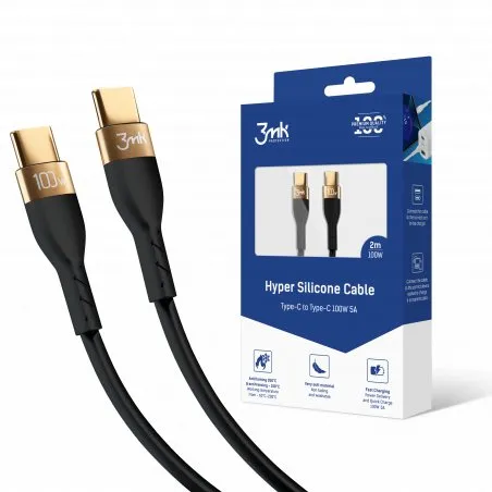 3mk-hyper-silicone-cable-c-to-c-2m-100w-black