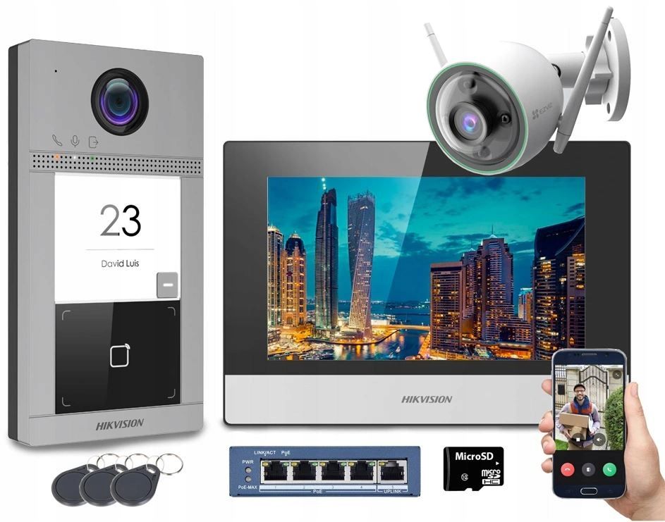 WIDEODOMOFON IP DOMOFON LCD ZESTAW + KAMERA WiFi - ERLI.pl
