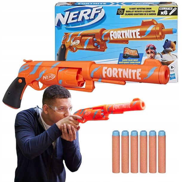 Фото - Іграшкова зброя Fortnite ﻿NERF  PISTOLET REWOLWER 6-SH + 6 STRZAŁEK F2678 