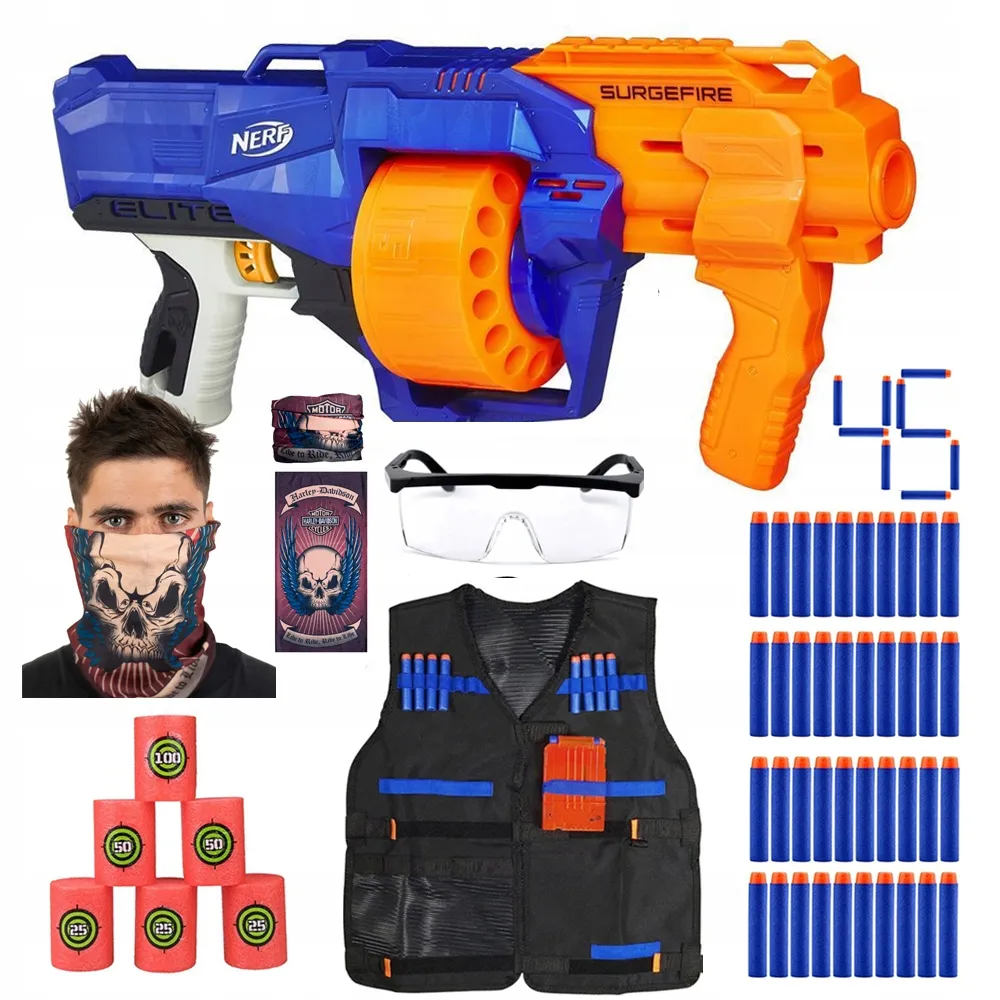 PISTOLET NERF ELITE SURGEFIRE MEGA ZESTAW Kamizelka Okulary