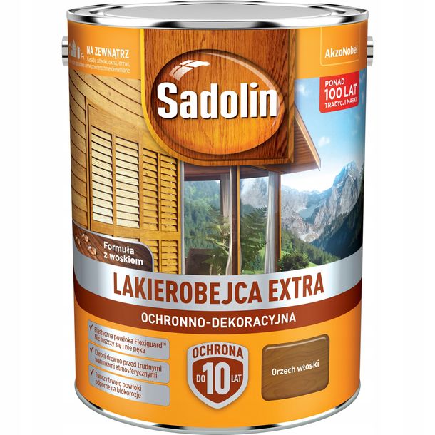 Фото - Лаки й лазурі Extra ﻿SADOLIN  Lakierobejca 5L Orzech włoski 