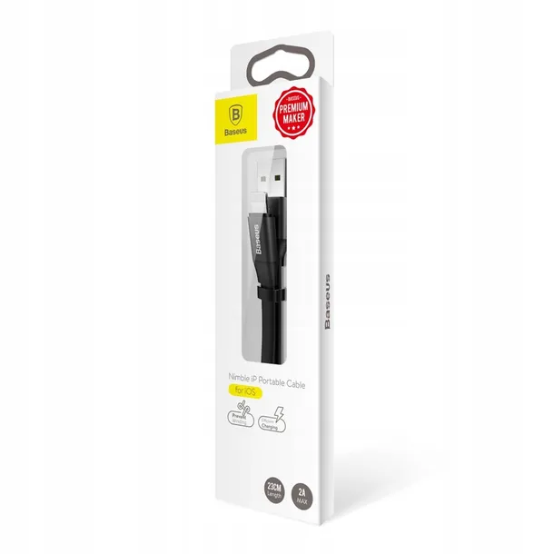kabel-baseus-usb-a-lightning-iphone-23cm-czarny-stan-nowy-konstrukcja-plaski-przewod