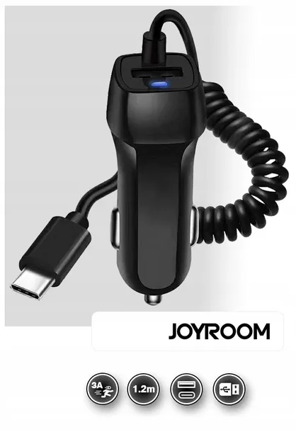 ladowarka-samochodowa-2xusb-kabel-usb-c-3a-quick-kolor-czarny