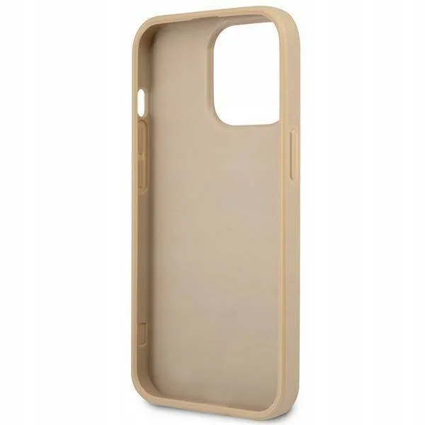 guess-saffiano-triangle-logo-case-etui-iphone-14-stan-nowy-kolor-bezowy