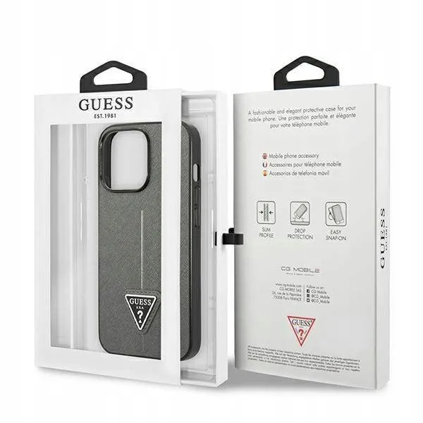 guess-saffiano-triangle-logo-case-etui-iphone-14-stan-nowy-typ-plecki