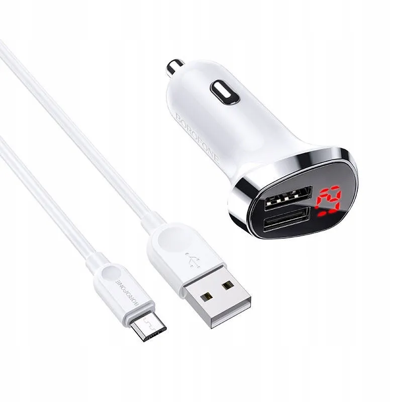 ladowarka-samochodowa-24a-2xusb-lcd-kabel-micro-stan-nowy
