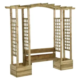 pergola-z-lawka-i-donicami-impregnowane-drewno-sosnowe