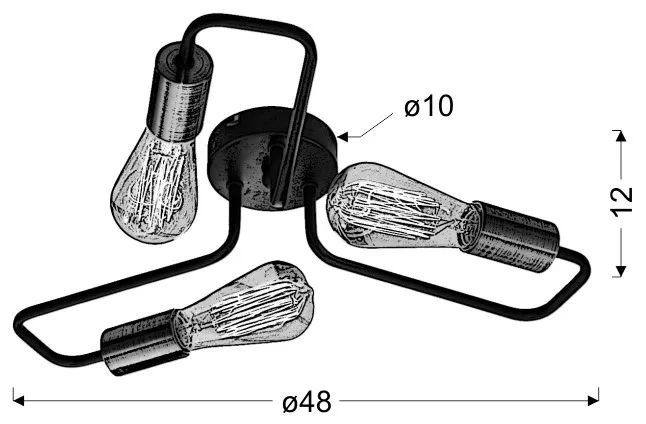 herpe-ampla-3x60w-e27-czarny