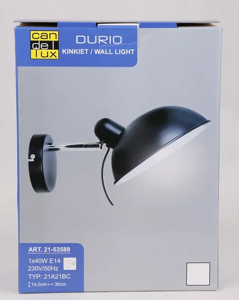 durio-kinkiet-1x40w-e14-czarny