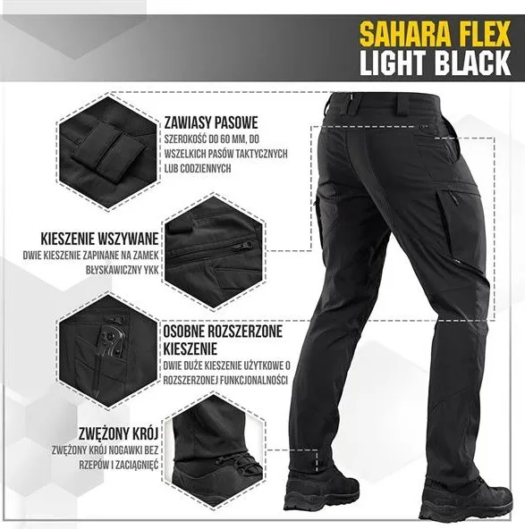 spodnie-sahara-flex-lite-38-36-czarny-stan-nowy