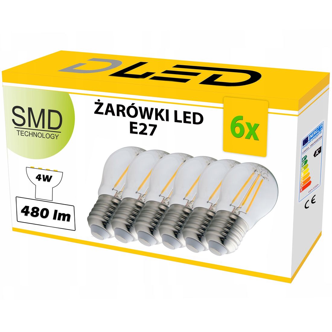 6x Żarówka E27 Led Filament 4w Neutralna Edison Erli Pl