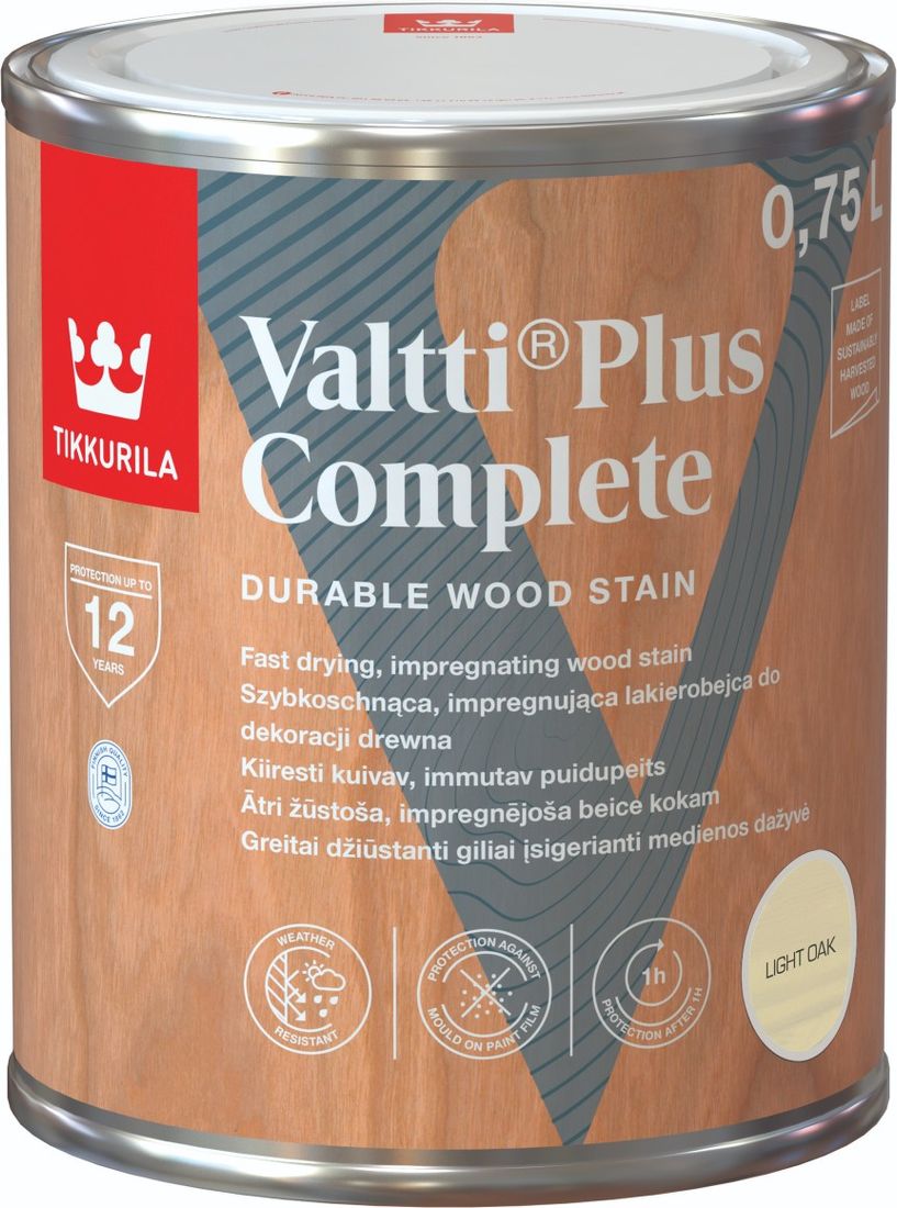TIKKURILA VALTTI PLUS COMPLETE 0,75 LIGHT OAK - ERLI.pl