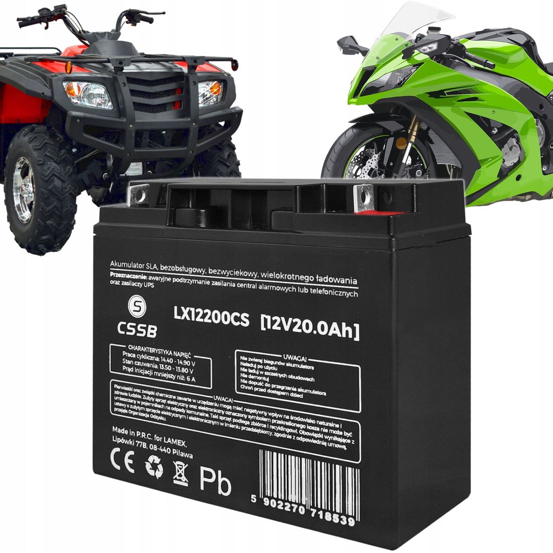 Akumulator do Quada ATV Motocykla AGM ŻEL 12V 20Ah - ERLI.pl