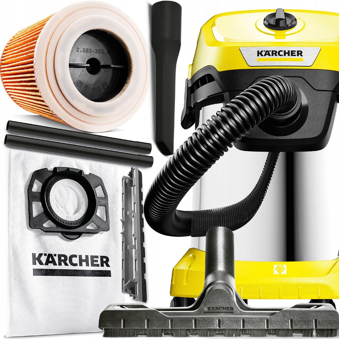 KARCHER WD 3 PREMIUM MV ODKURZACZ PRZEMYSŁOWY MAX - ERLI.pl