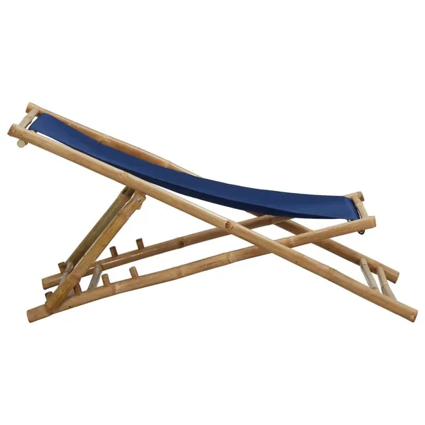 lezak-drewno-bambusowe-granatowe-plotno-stan-nowy