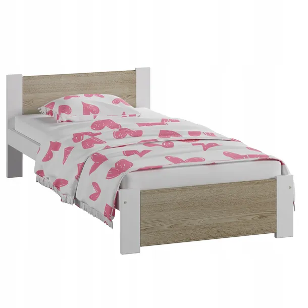 lozko-dmd3-90x200-biale-dab-sonoma-stan-nowy