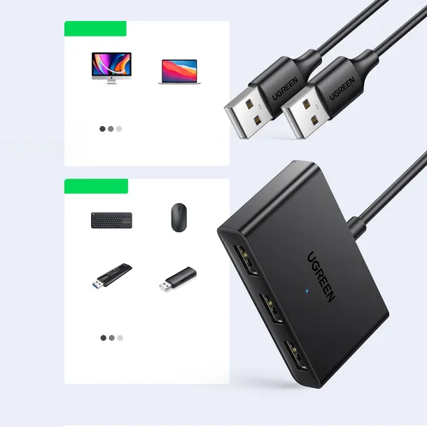 ugreen-przelacznik-adapter-switch-2x-usb-do-3xusb-stan-nowy