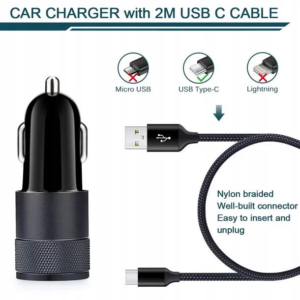 ailkin-ladowarka-samochodowa-kabel-usb-c-2m-stan-nowy