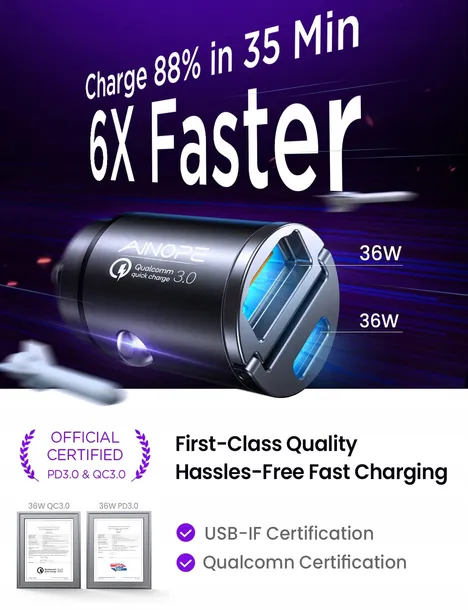 ainope-ladowarka-samochodowa-usb-c-72w-adapter-2w1-stan-nowy