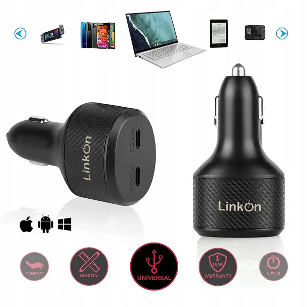 linkon-ladowarka-samochodowa-adapter-130w-usb-c-stan-nowy