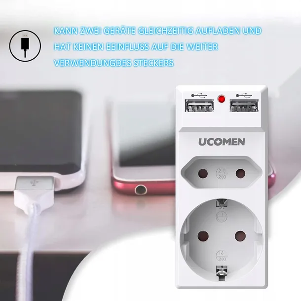 ucomen-adapter-do-gniazdka-ladowarka-usb-2w1-stan-nowy-kolor-bialy