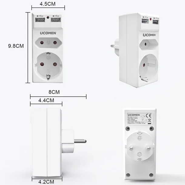 ucomen-adapter-do-gniazdka-ladowarka-usb-2w1-stan-nowy-liczba-gniazdek-2-4-szt