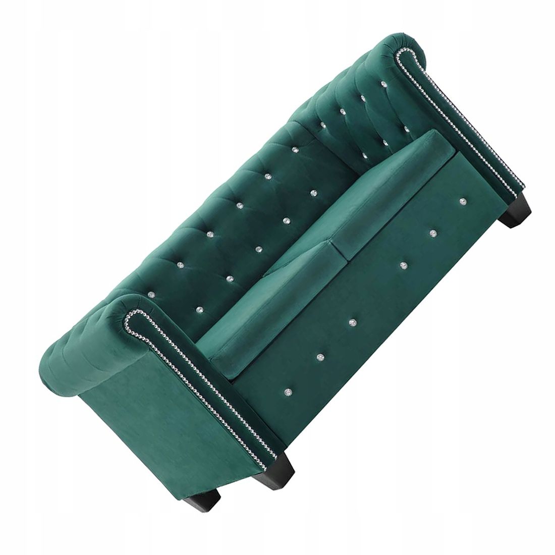 SOFA DWUOSOBOWA W STYLU CHESTERFIELD ===== ZIELONA ERLI.pl
