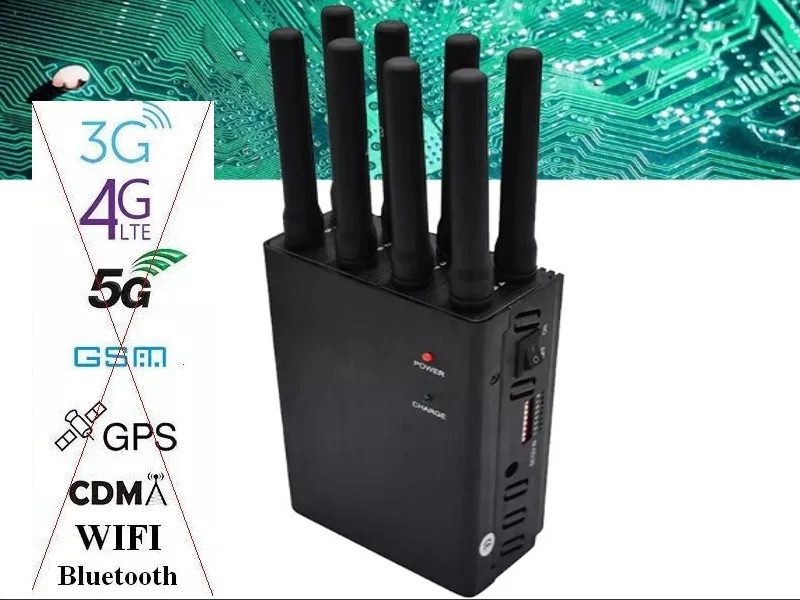 ZAGŁUSZACZ 2G 3G 4G 5G 5,8G WIFI VHF GSM jammer 10 anten 12W
