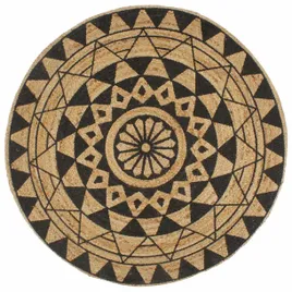 recznie-wykonany-dywanik-juta-czarny-nadruk-150-cm