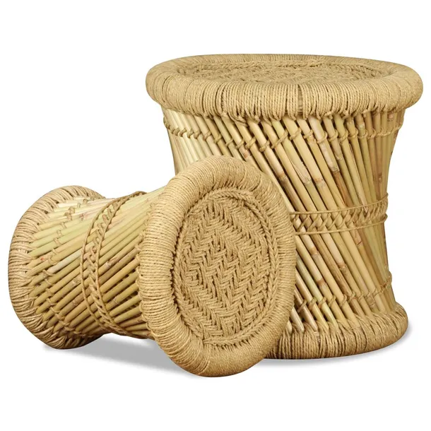 stolki-2-szt-bambus-i-juta-stan-nowy