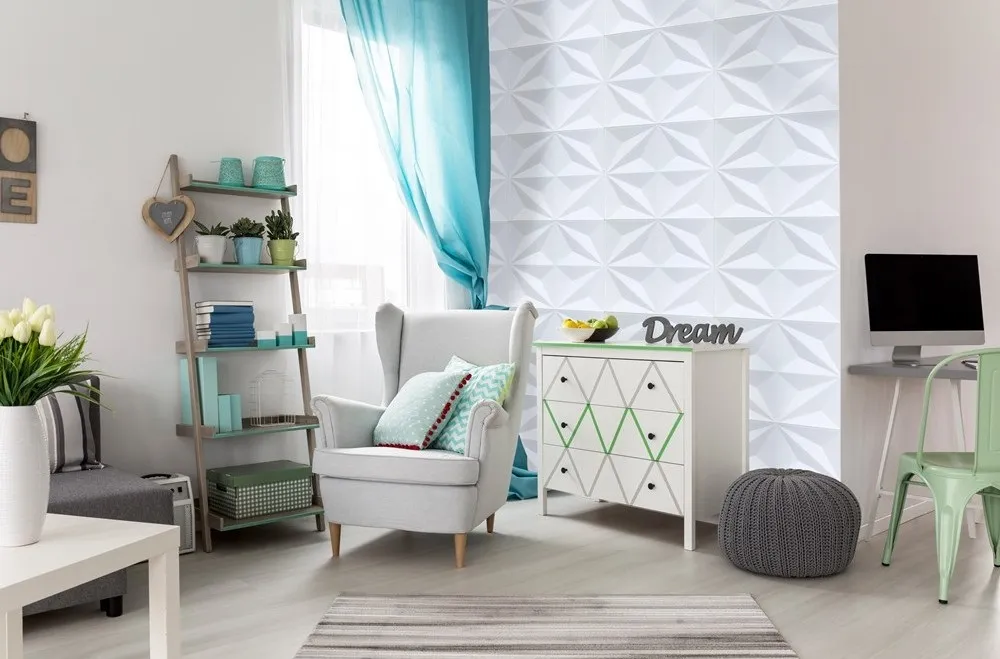 panele-scienne-biale-kasetony-3d-szmaragd-2m2