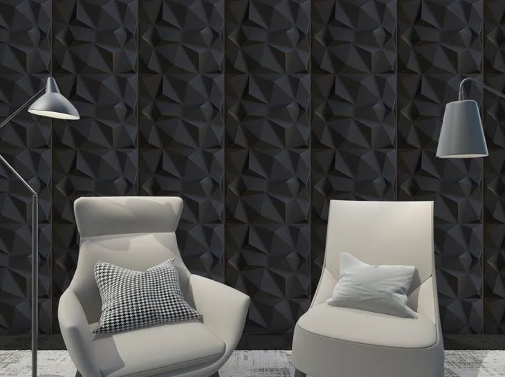 panele-scienne-czarne-kasetony-3d-diament-2m2-material-tworzywo-sztuczne
