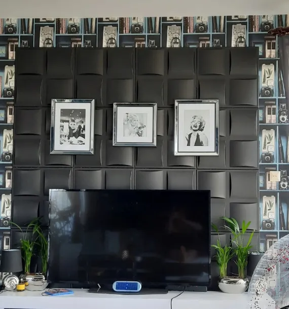 panele-scienne-czarne-kasetony-3d-pillow-pled-2m2-material-tworzywo-sztuczne