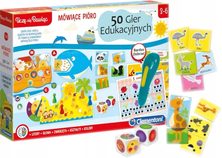 CLEMENTONI MÓWIĄCE PIÓRO GRA PLANSZOWA EDUKACYJNA DLA DZIECI WERSJA PL 3+