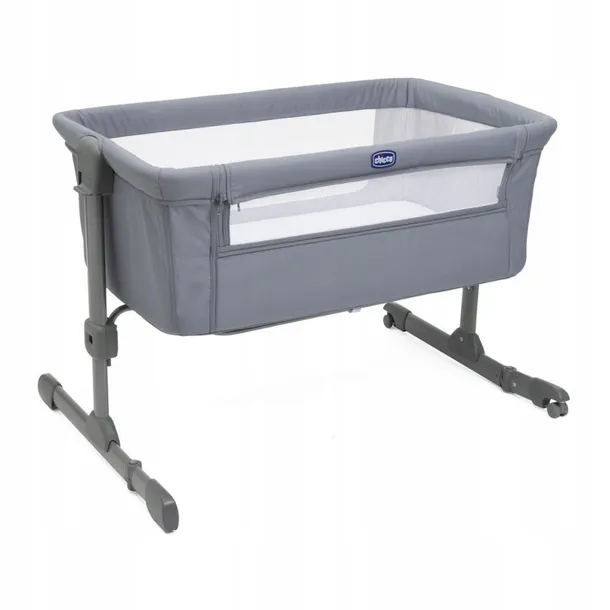 chicco-lozeczko-dostawne-next2me-essential-stone-stan-nowy