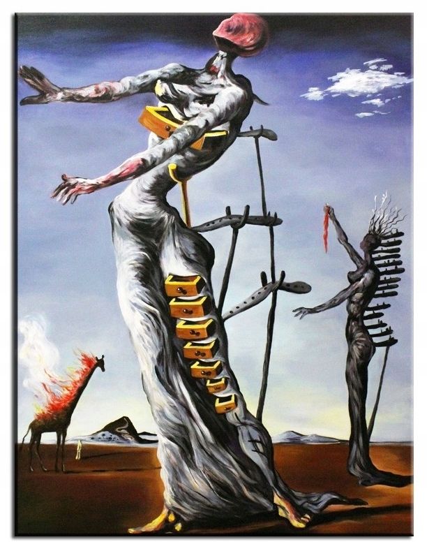 DUŻY SALVADOR DALI PŁONĄCA ŻYRAFA OBRAZ MALOWANY – 139645072 - ERLI.pl