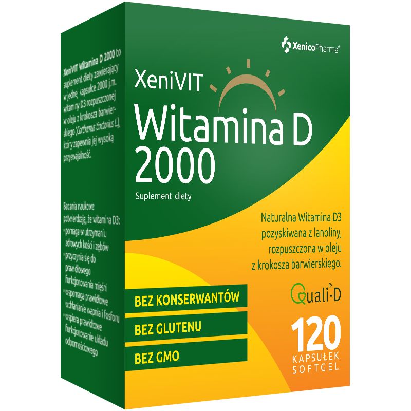 Xenico XeniVIT Witamina D 2000 - Naturalna D3 z lanoliny - 120 kapsułek