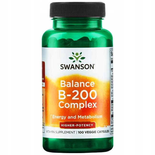 SWANSON Balance B-200 Witamina B Kompleks (B1 do B12) 100 kapsułek - suplem