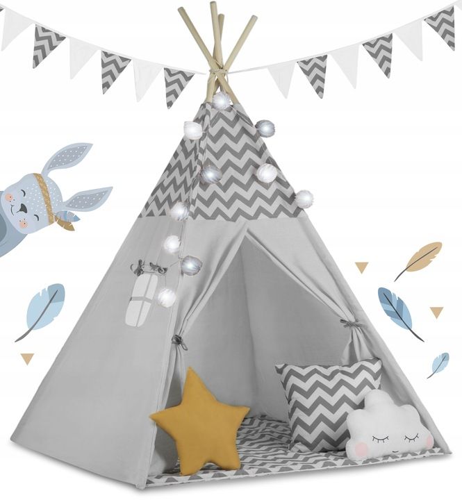 namiot-tipi-dla-dzieci-ze-swiatelkami-nukido-szary