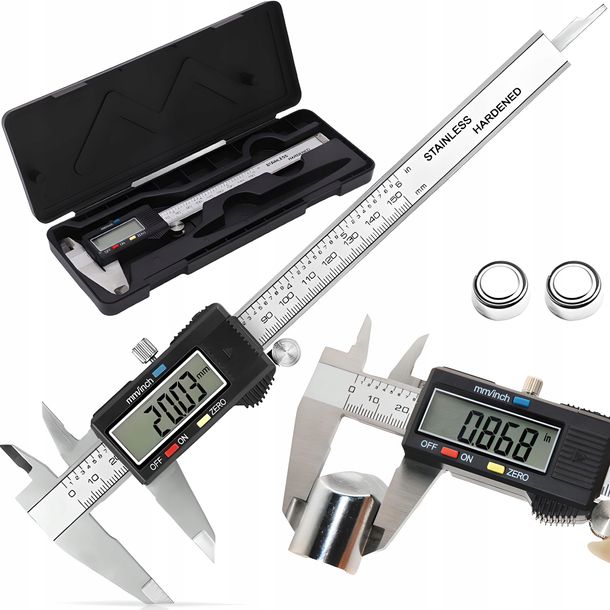 Zdjęcia - Suwmiarka Stal  DOKŁADNA ELEKTRONICZNA CYFROWA METALOWA POMIAROWA LCD 150 MM ETUI 