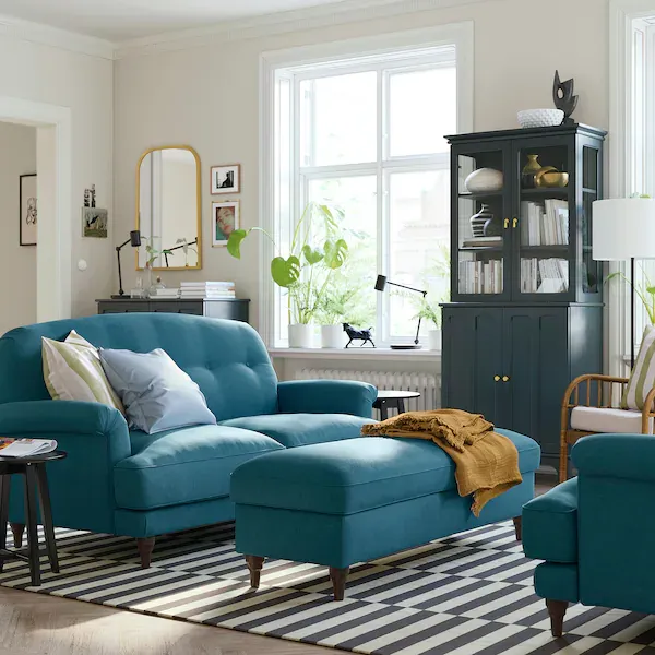 IKEA ESSEBODA Sofa dwuosobowa, Tallmyra niebieski/brązowy 