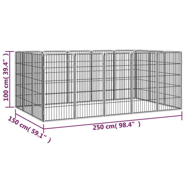 kojec-dla-psa-16-paneli-czarny-50x100-cm-stal-material-wykonania-metal