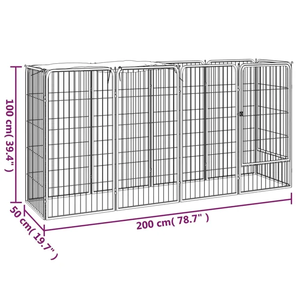 kojec-dla-psa-10-paneli-czarny-50x100-cm-stal-wysokosc-100-cm