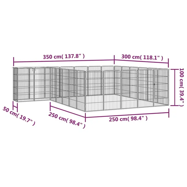 kojec-dla-psa-26-paneli-czarny-50x100-cm-stal-wysokosc-drzwiczek-100-cm
