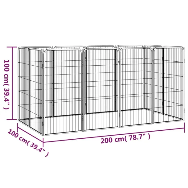 kojec-dla-psa-12-paneli-czarny-50x100-cm-stal-glebokosc-produktu-1-cm