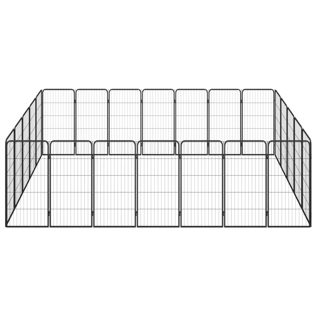 kojec-dla-psa-24-paneli-czarny-50x100-cm-stal