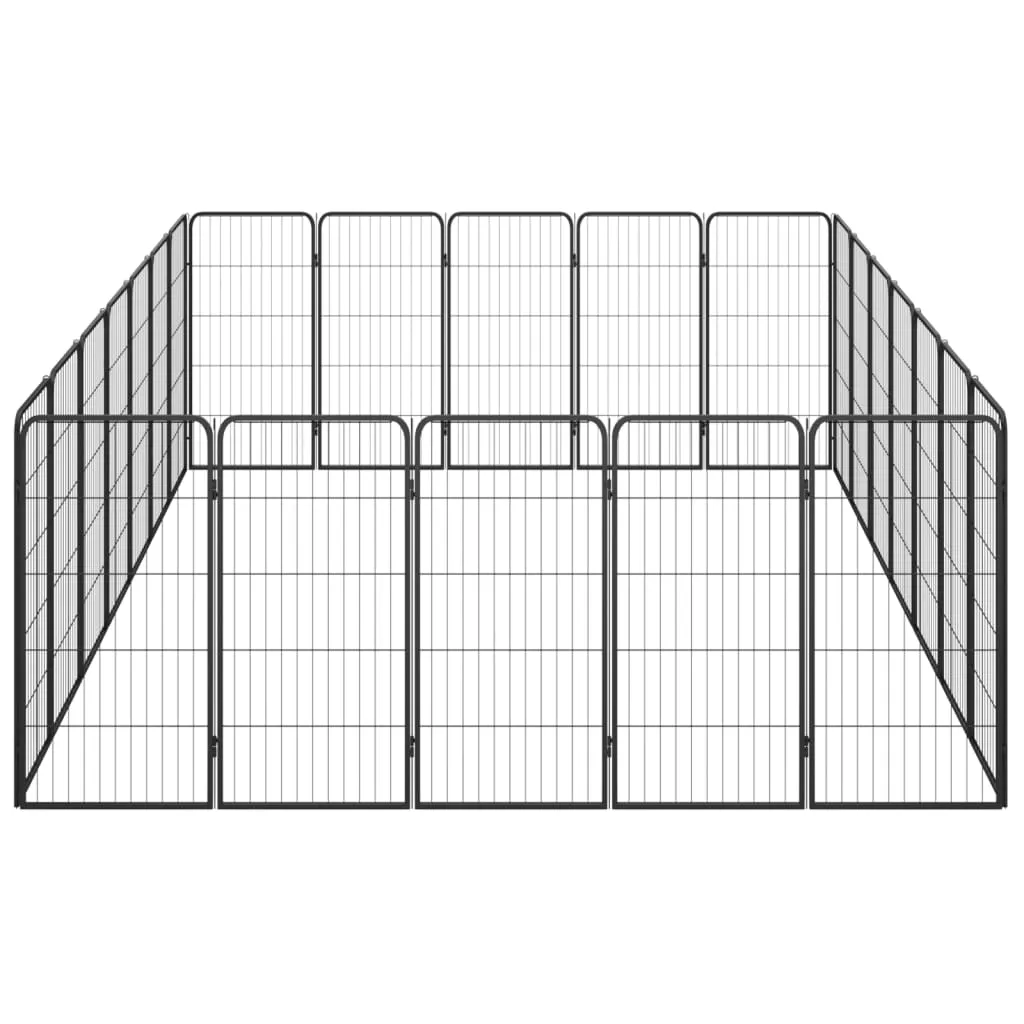 kojec-dla-psa-24-paneli-czarny-50x100-cm-stal