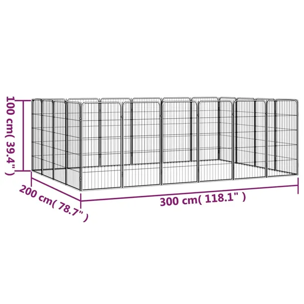kojec-dla-psa-20-paneli-czarny-50x100-cm-stal-wysokosc-produktu-1-cm