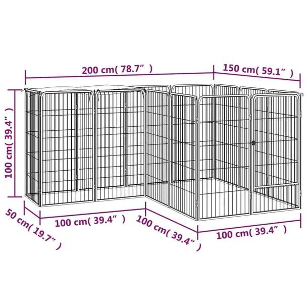 kojec-dla-psa-14-paneli-czarny-50x100-cm-stal-marka-vidaxl
